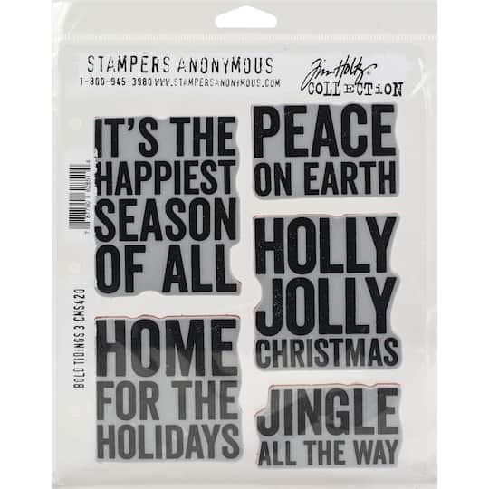 Stampers Anonymous Tim Holtz&#xAE; Bold Tidings #3 Cling Stamps